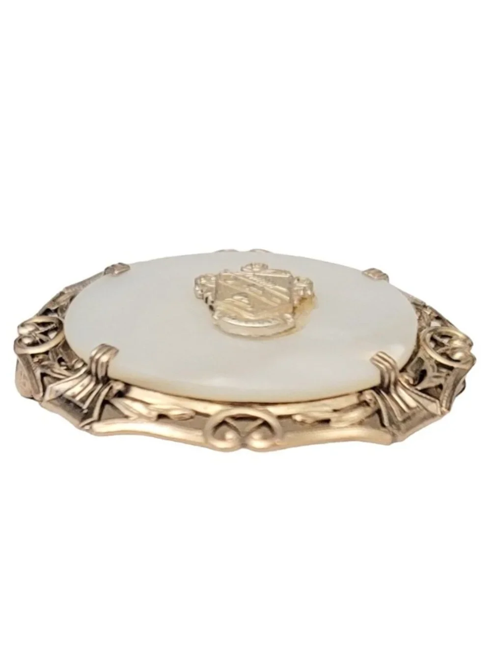 Sterling Silver Oval Inlay Shield Brooch Pin, M107